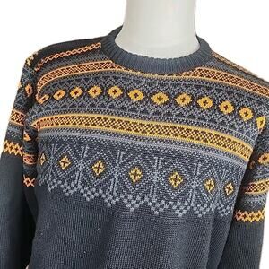 Vtg Obermeyer Mens Iceberg Ski Sweater Nordic Wool Pullover Black Size Medium